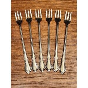 Oneida Oneidacraft Deluxe CHATEAU Stainless Cocktail Seafood Forks Lot of 6